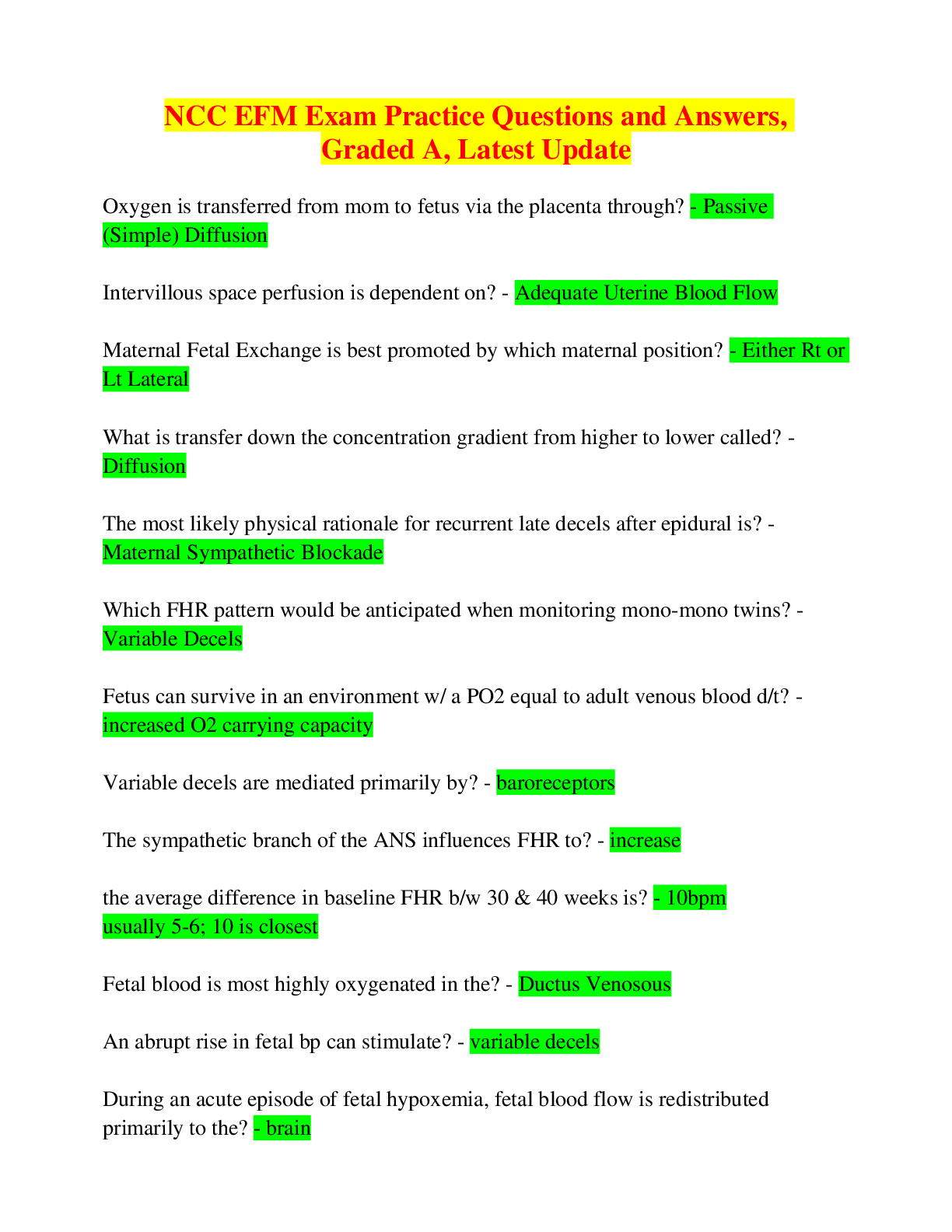 Preview image for NCC EFM Exam Practice Questions and Answers, Graded A, Latest Update